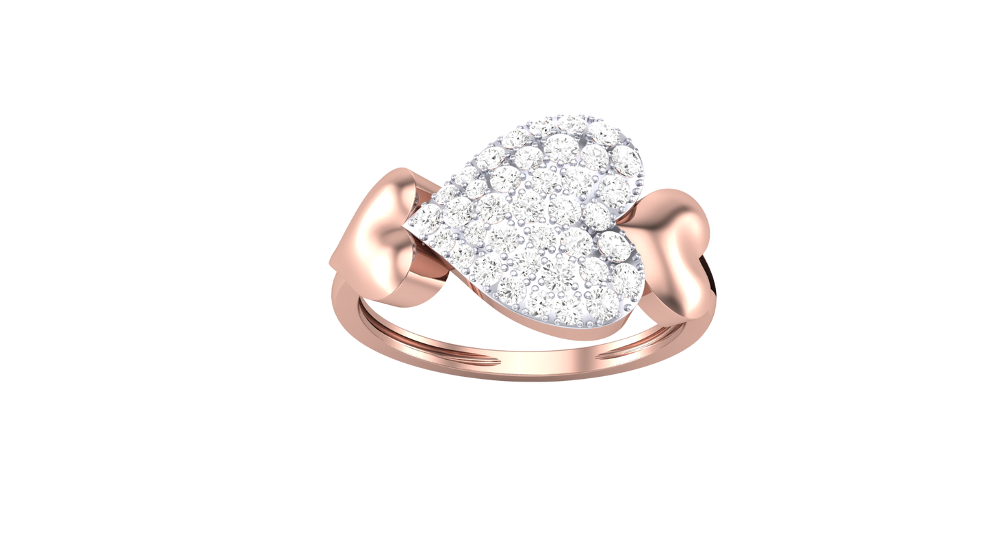 Lumiere Halo - 0.47 Ct Heart Diamond Framed By Brilliant Stones Ring
