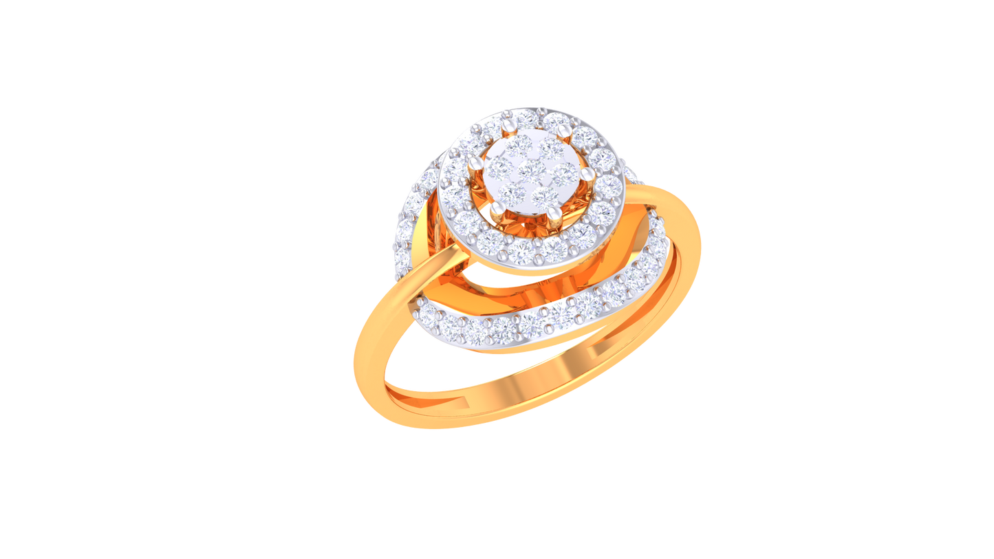 Lumière Halo Serenité – 0.47 Ct Round Diamond Gold Ring