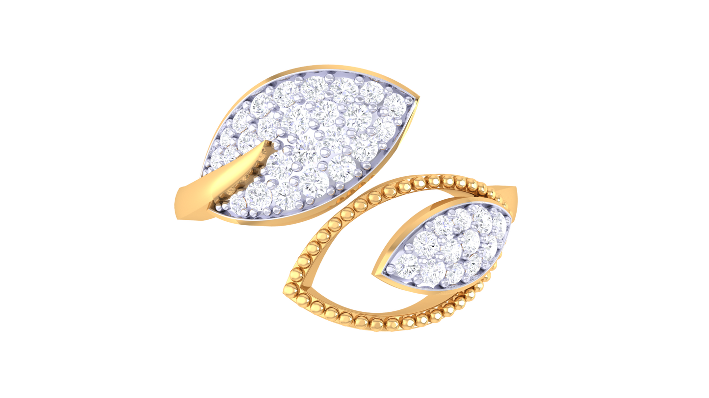 Lumiere Duo Wing Rose Gold Ring - 0.31 Ct Round Diamond Accents