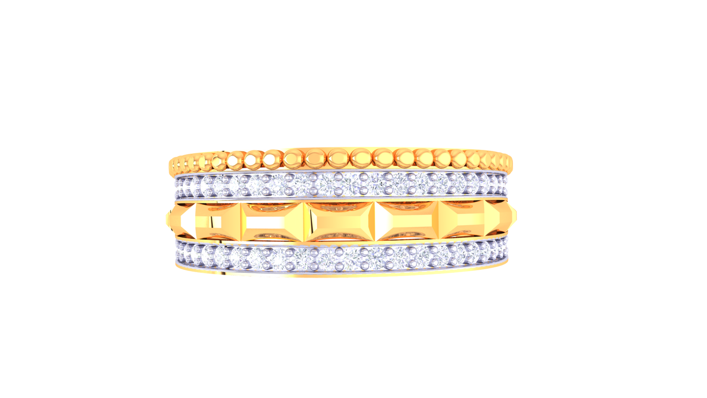 Éclat Ambre Mosaic Gold Ring – 0.35 Ct Round Diamonds