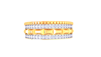Éclat Ambre Mosaic Gold Ring – 0.35 Ct Round Diamonds