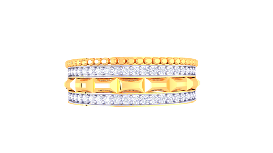 Éclat Ambre Mosaic Gold Ring – 0.35 Ct Round Diamonds