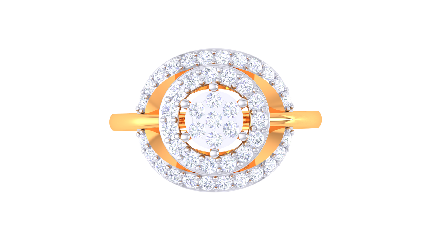 Lumière Halo Serenité – 0.47 Ct Round Diamond Gold Ring