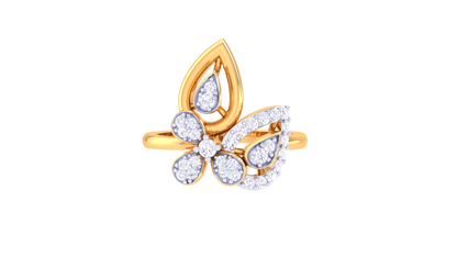 Eclat Dual Teardrop Bloom Diamond Ring In Gold – 0.27 Ct