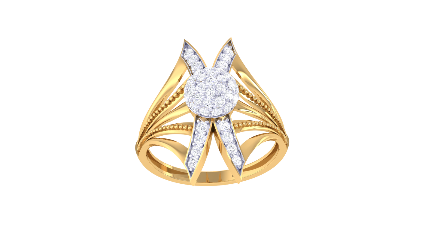 Iconique Radiant Convergence Ring In Gold – 0.41 Ct Diamond Cluster