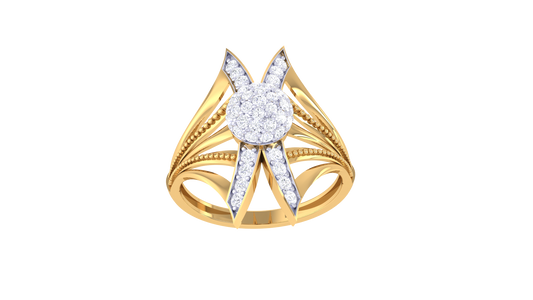 Iconique Radiant Convergence Ring In Gold – 0.41 Ct Diamond Cluster