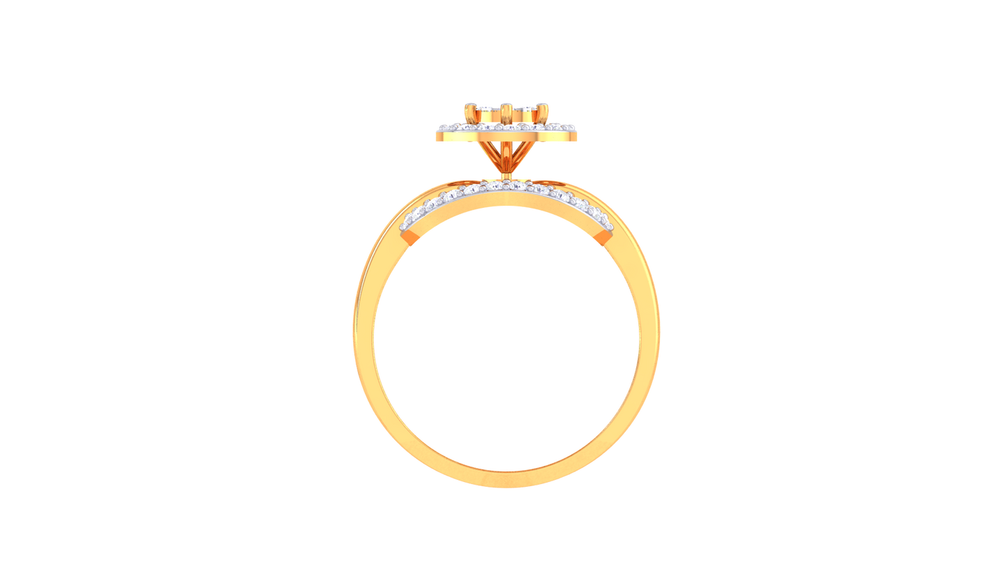 Lumière Halo Serenité – 0.47 Ct Round Diamond Gold Ring