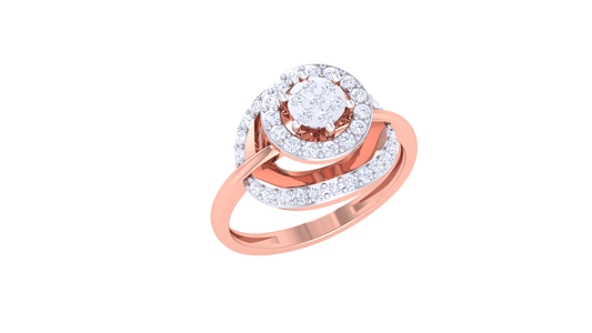 Lumière Halo Serenité – 0.47 Ct Round Diamond Gold Ring