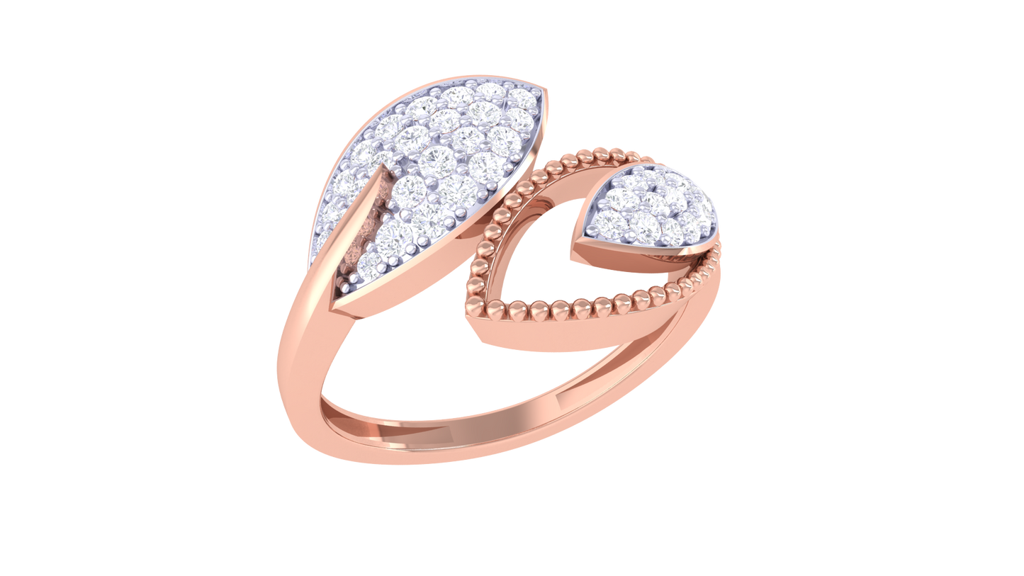 Lumiere Duo Wing Rose Gold Ring - 0.31 Ct Round Diamond Accents