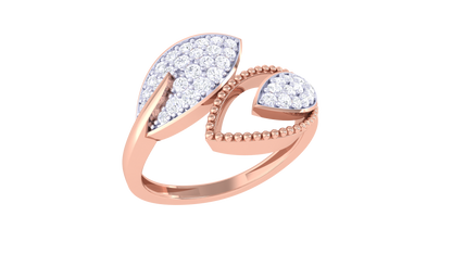 Lumiere Duo Wing Rose Gold Ring - 0.31 Ct Round Diamond Accents