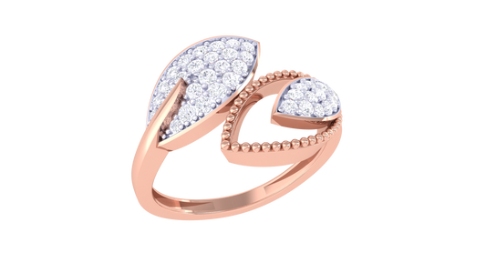 Lumiere Duo Wing Rose Gold Ring - 0.31 Ct Round Diamond Accents