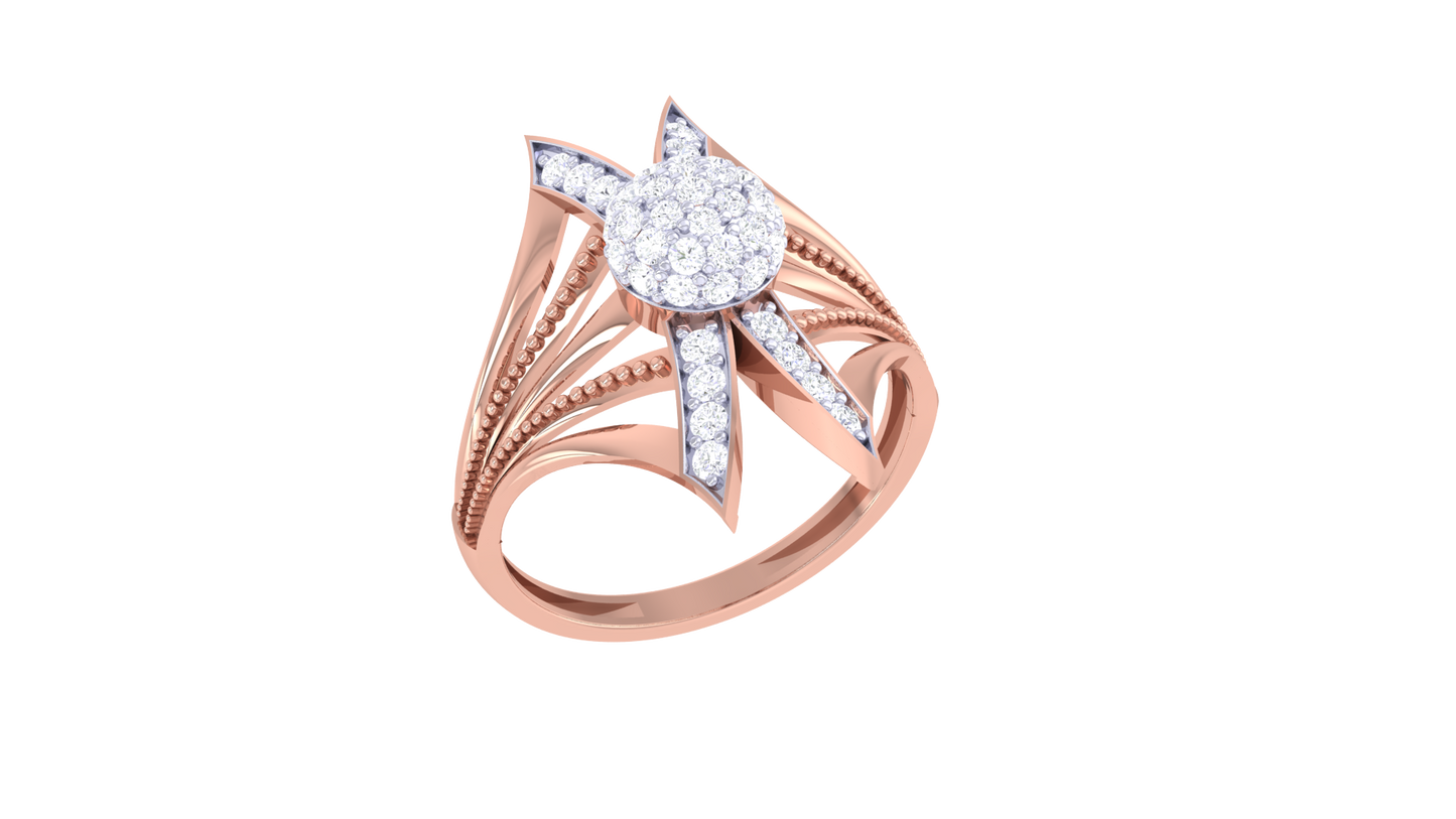 Iconique Radiant Convergence Ring In Gold – 0.41 Ct Diamond Cluster