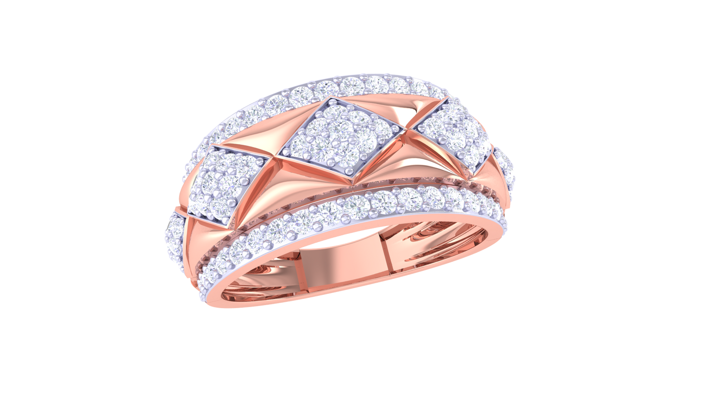 Éclat Mosaïque Geometric Rose Gold Ring – 1.01 Ct SquareCut Diamonds