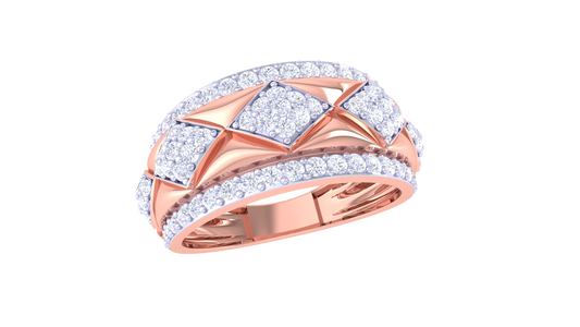 Éclat Mosaïque Geometric Rose Gold Ring – 1.01 Ct SquareCut Diamonds