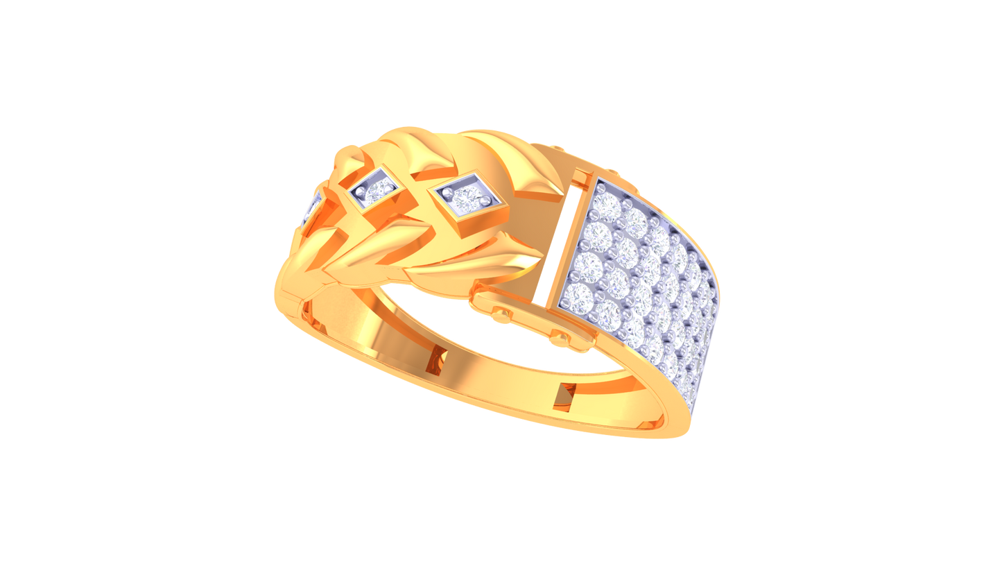 Éclat Mosaïque Bold Gold Ring – 0.43 Ct Dazzling Pave Diamonds