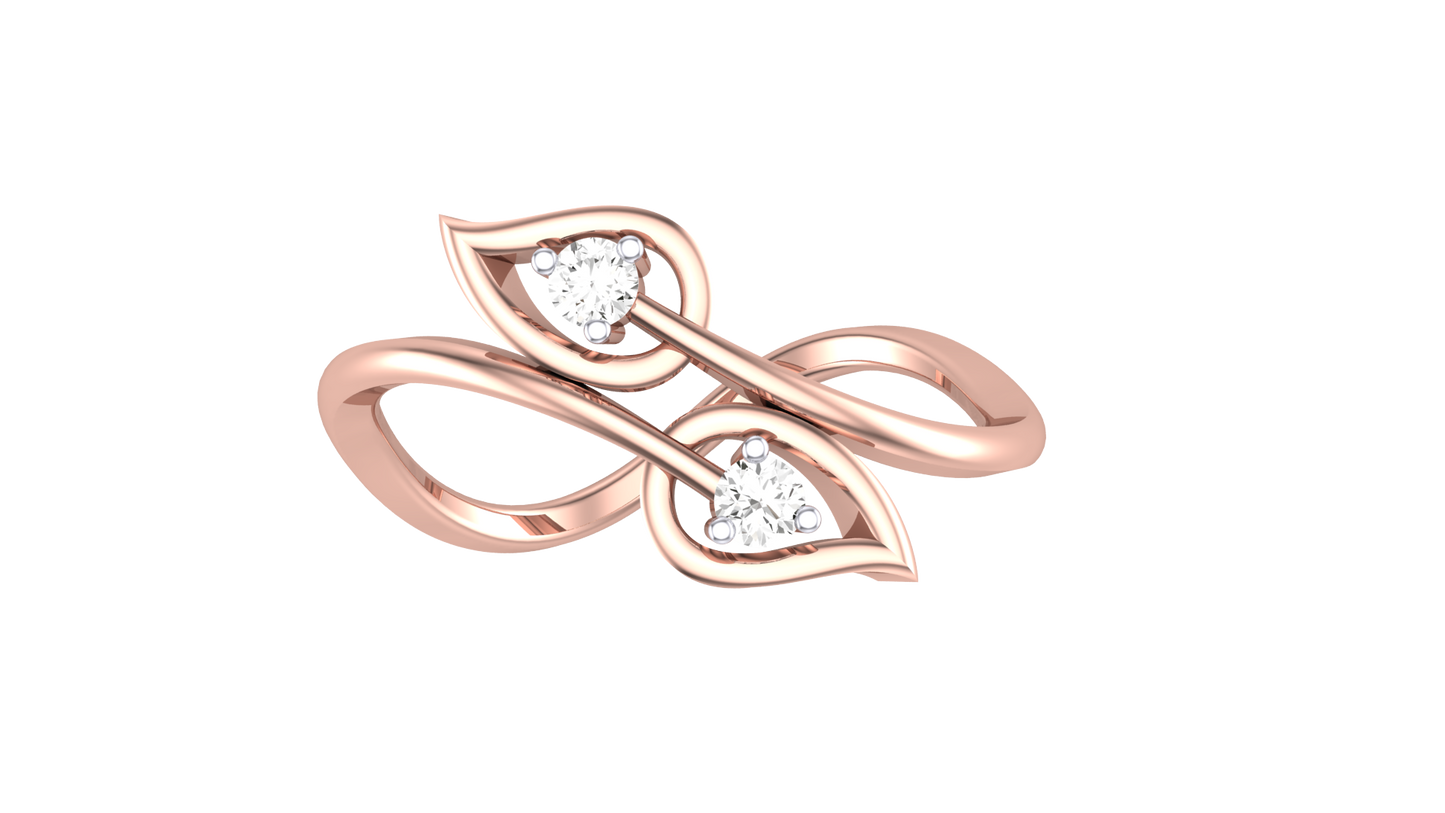 Iconique Leaf Embrace Rose Gold Ring - 0.07 Ct Round Diamonds