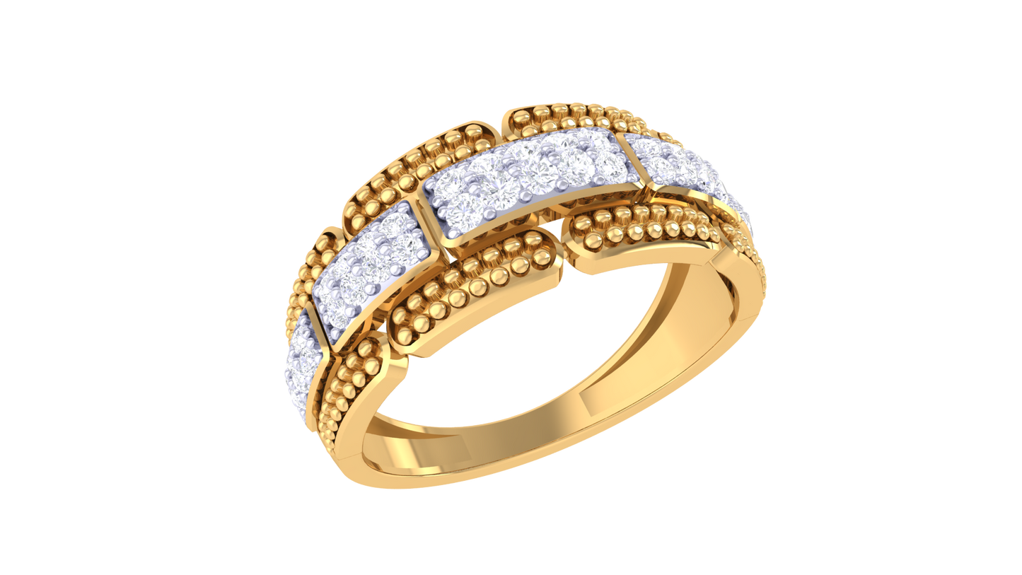 Eclat Regal Bead-Edge Rose Gold Band - 0.27 Ct Diamond Ring
