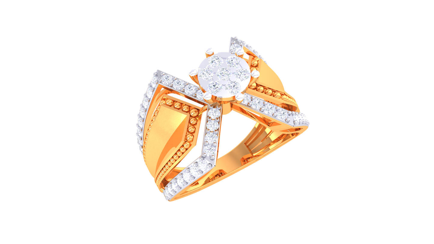 Éclat Motif Paradoxal Gold Ring – 0.62 Ct Round Diamonds