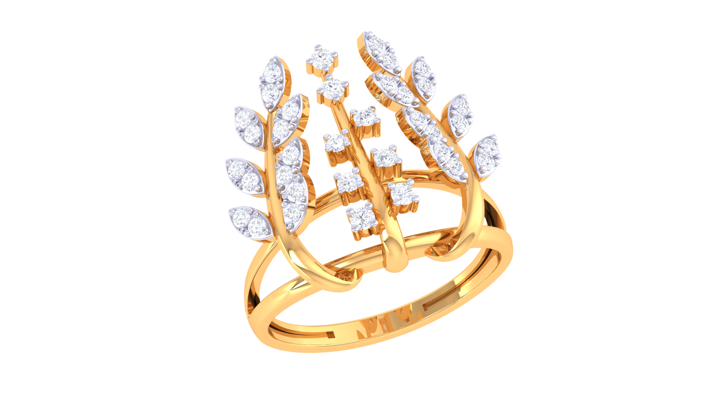Lumiere Laurel Radiance Ring In Gold - 0.31 Ct Brilliantr Cut Diamond