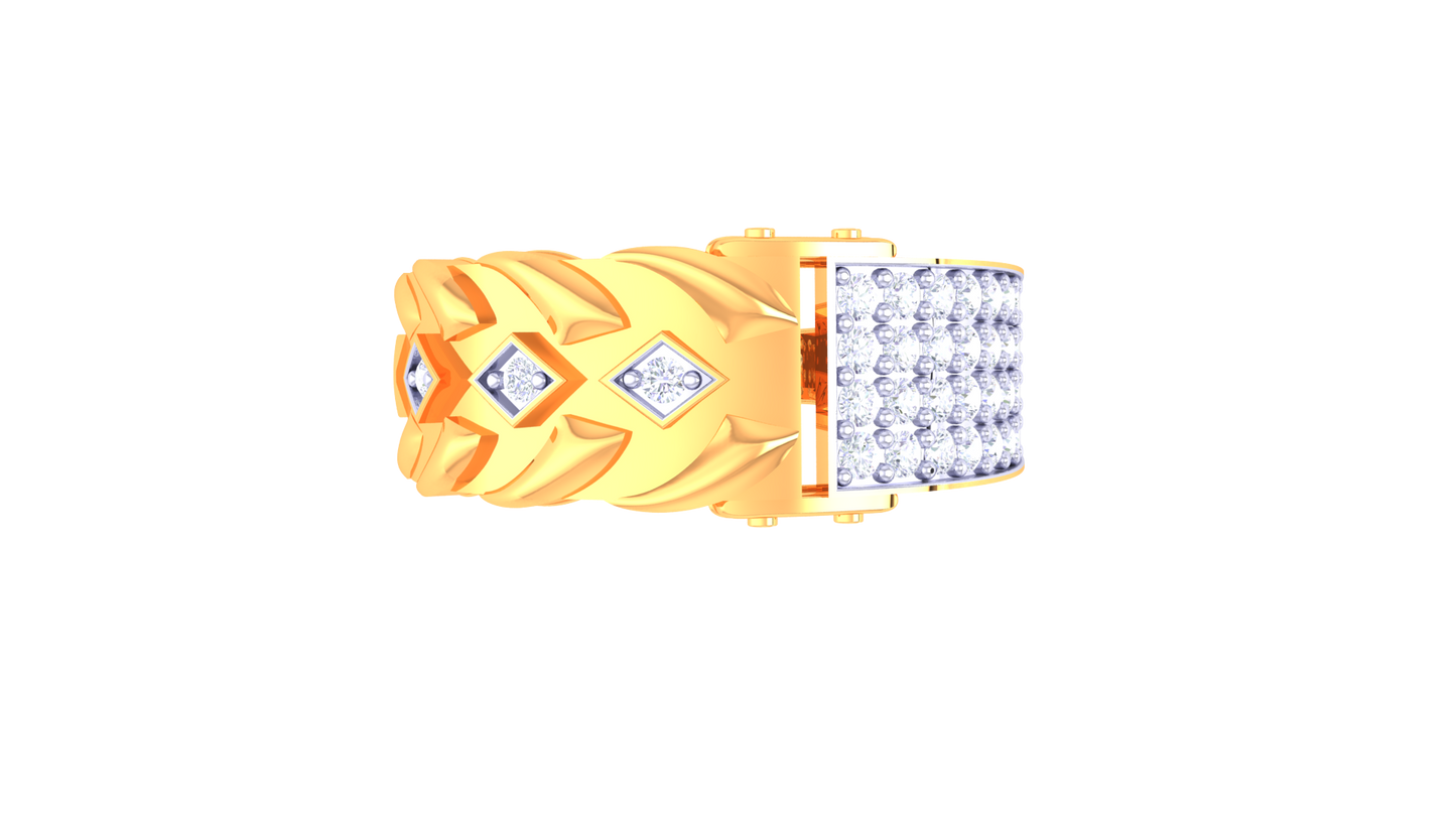 Éclat Mosaïque Bold Gold Ring – 0.43 Ct Dazzling Pave Diamonds