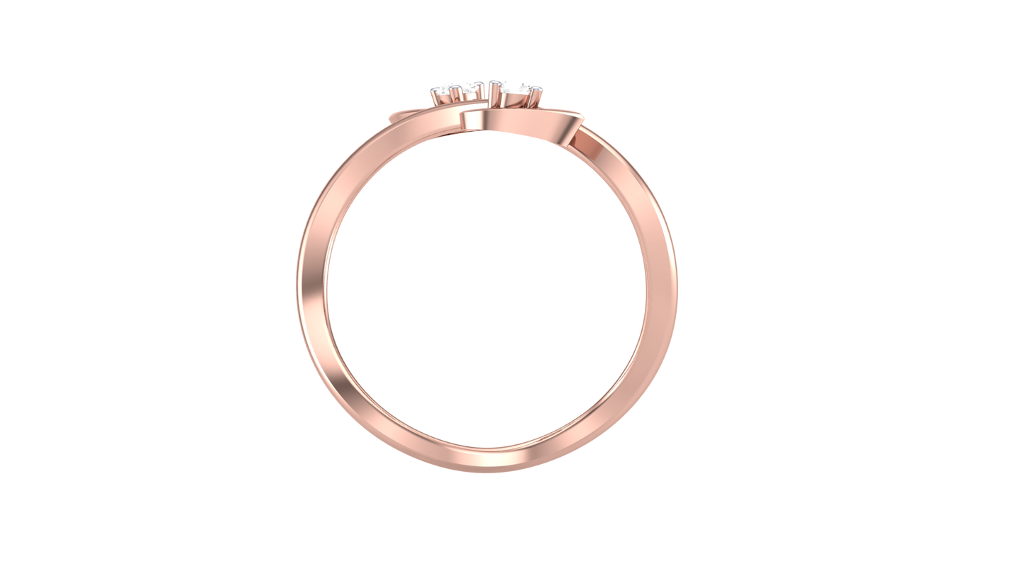 Iconique Leaf Embrace Rose Gold Ring - 0.07 Ct Round Diamonds