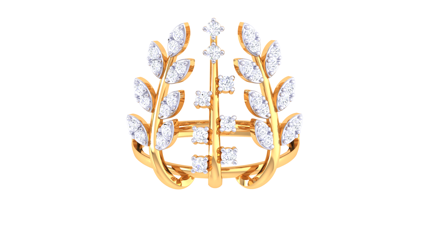 Lumiere Laurel Radiance Ring In Gold - 0.31 Ct Brilliantr Cut Diamond