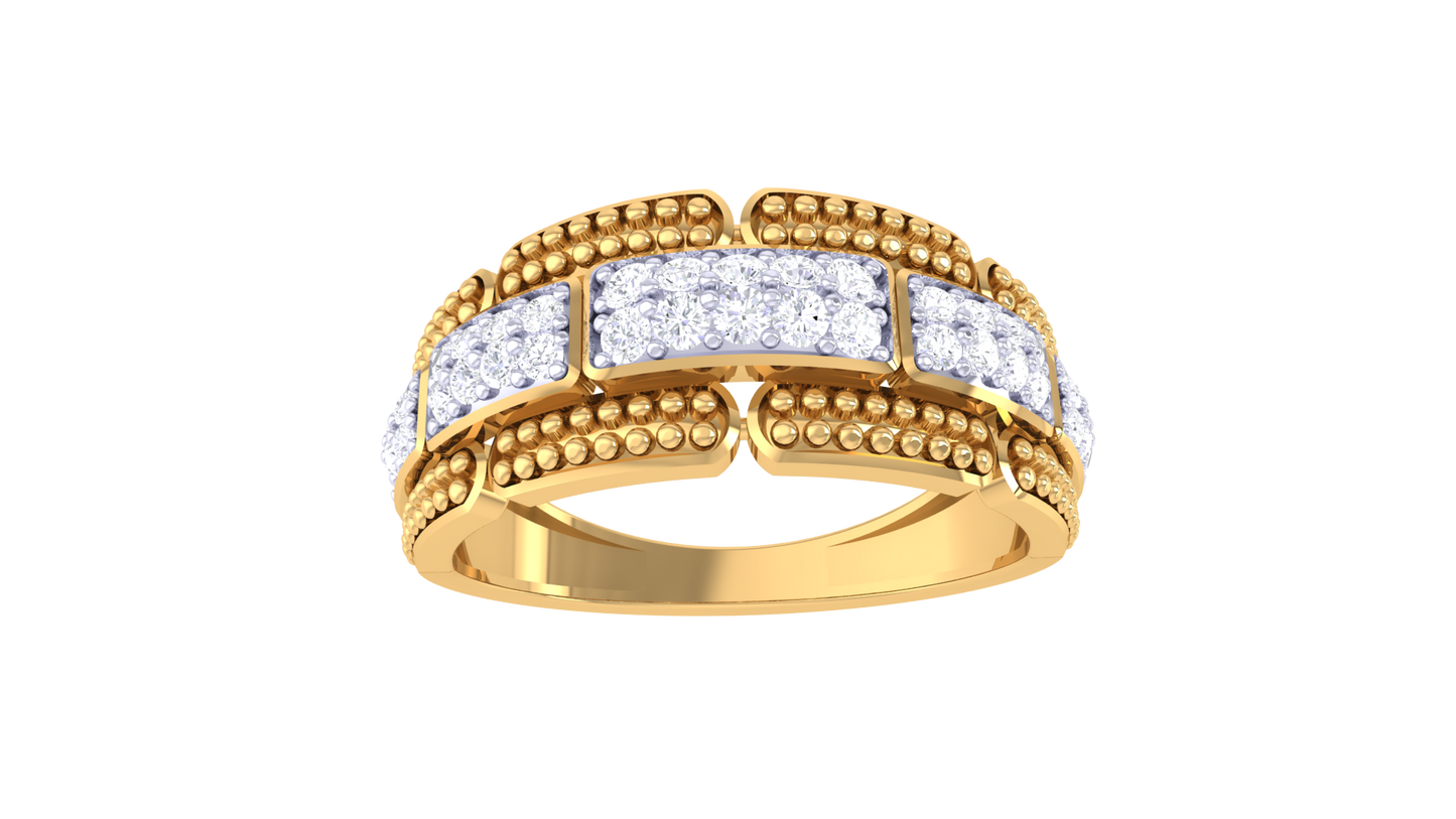 Eclat Regal Bead-Edge Rose Gold Band - 0.27 Ct Diamond Ring