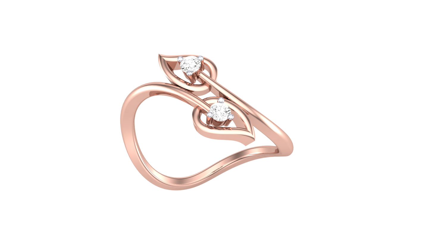 Iconique Leaf Embrace Rose Gold Ring - 0.07 Ct Round Diamonds