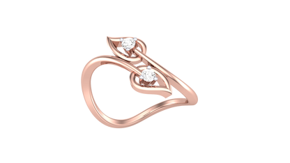 Iconique Leaf Embrace Rose Gold Ring - 0.07 Ct Round Diamonds