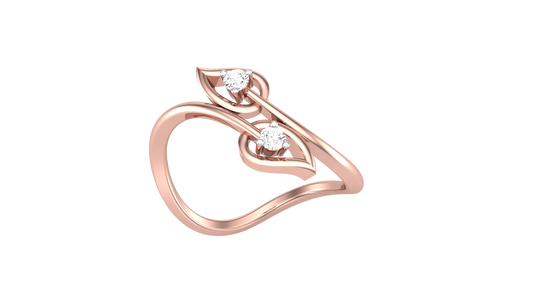 Iconique Leaf Embrace Rose Gold Ring - 0.07 Ct Round Diamonds