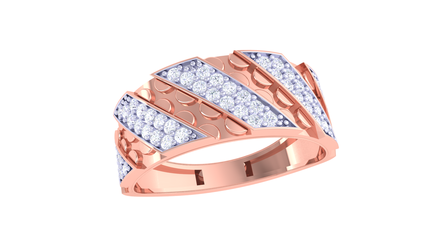 Éclat Chevron Allure  Gold Ring – 0.47 Ct Dazzling Diamonds