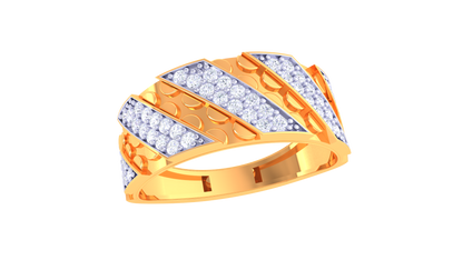 Éclat Chevron Allure  Gold Ring – 0.47 Ct Dazzling Diamonds