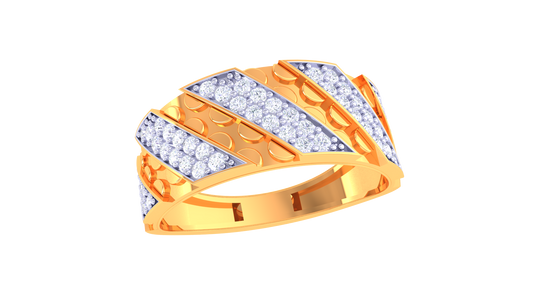 Éclat Chevron Allure  Gold Ring – 0.47 Ct Dazzling Diamonds