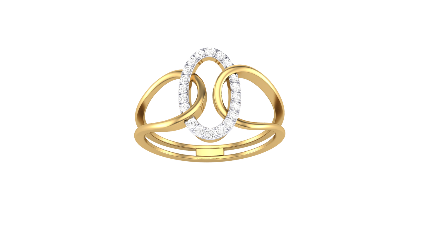 Lumiere Abstract Cutout Gold Ring With - 0.13 Ct Diamond Pavé