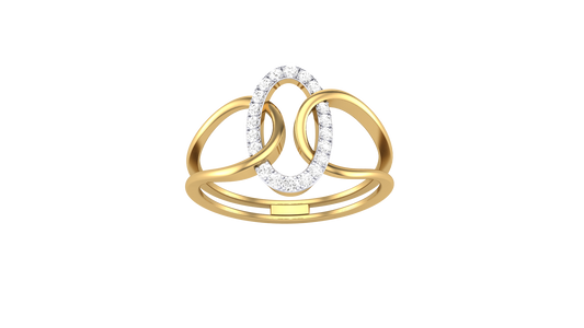 Lumiere Abstract Cutout Gold Ring With - 0.13 Ct Diamond Pavé