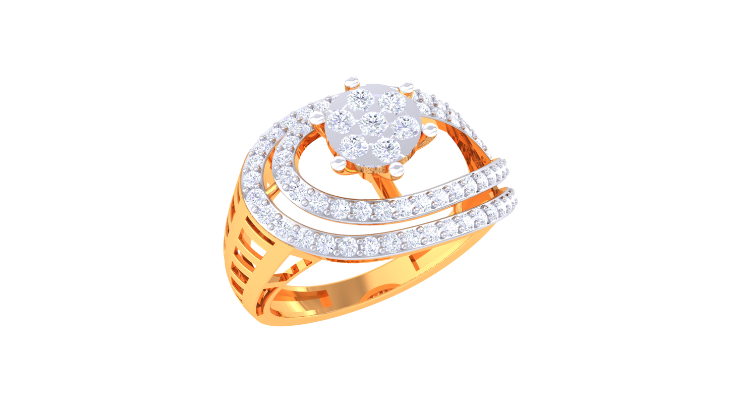 Lumière Halo Écliptique Rose Gold Ring– 0.61 Ct Round Diamonds