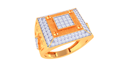 Éclat Square Motif Rose Gold Ring – 0.88 Ct Round Pave Diamonds