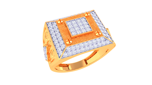 Éclat Square Motif Rose Gold Ring – 0.88 Ct Round Pave Diamonds