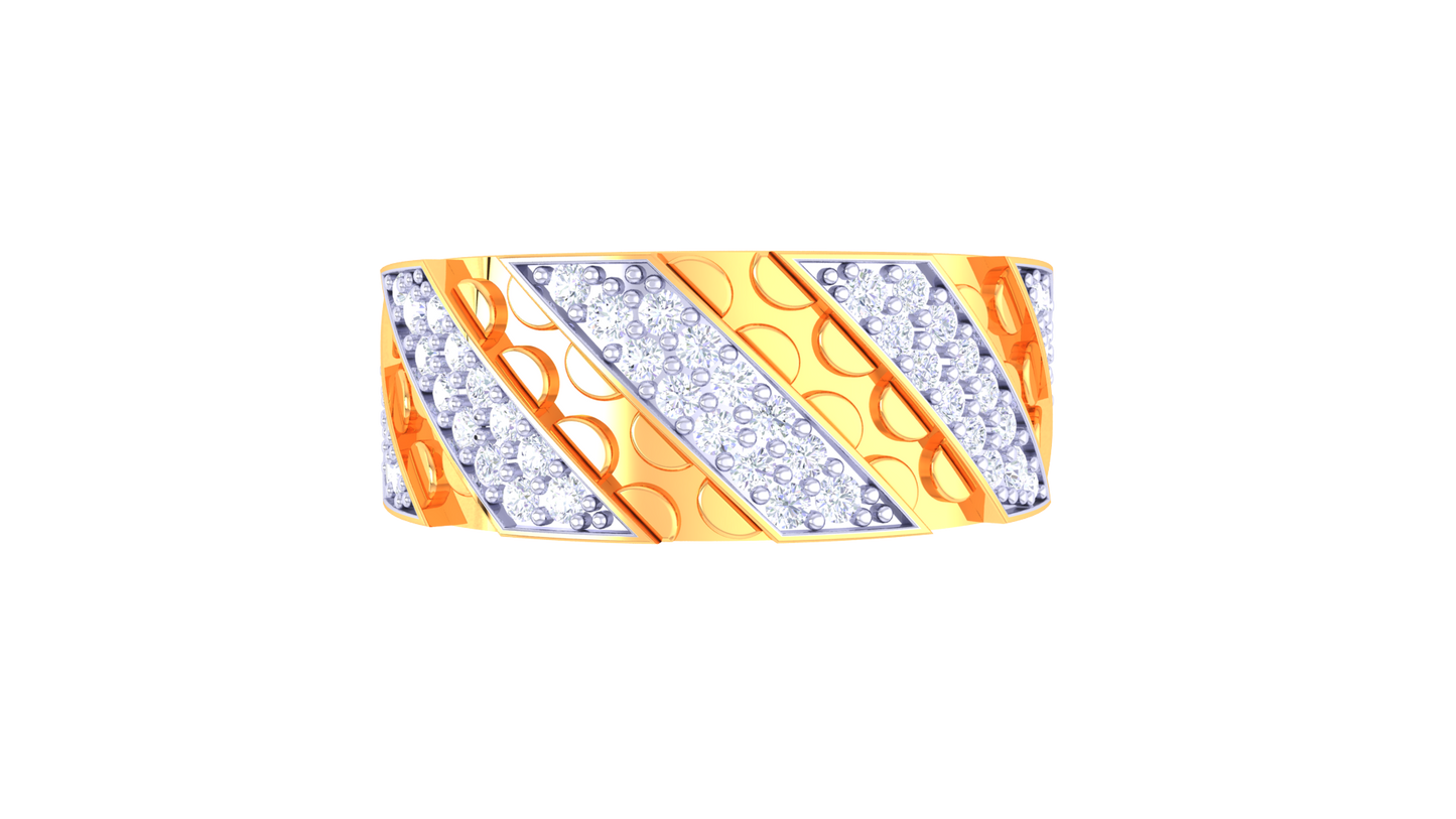 Éclat Chevron Allure  Gold Ring – 0.47 Ct Dazzling Diamonds