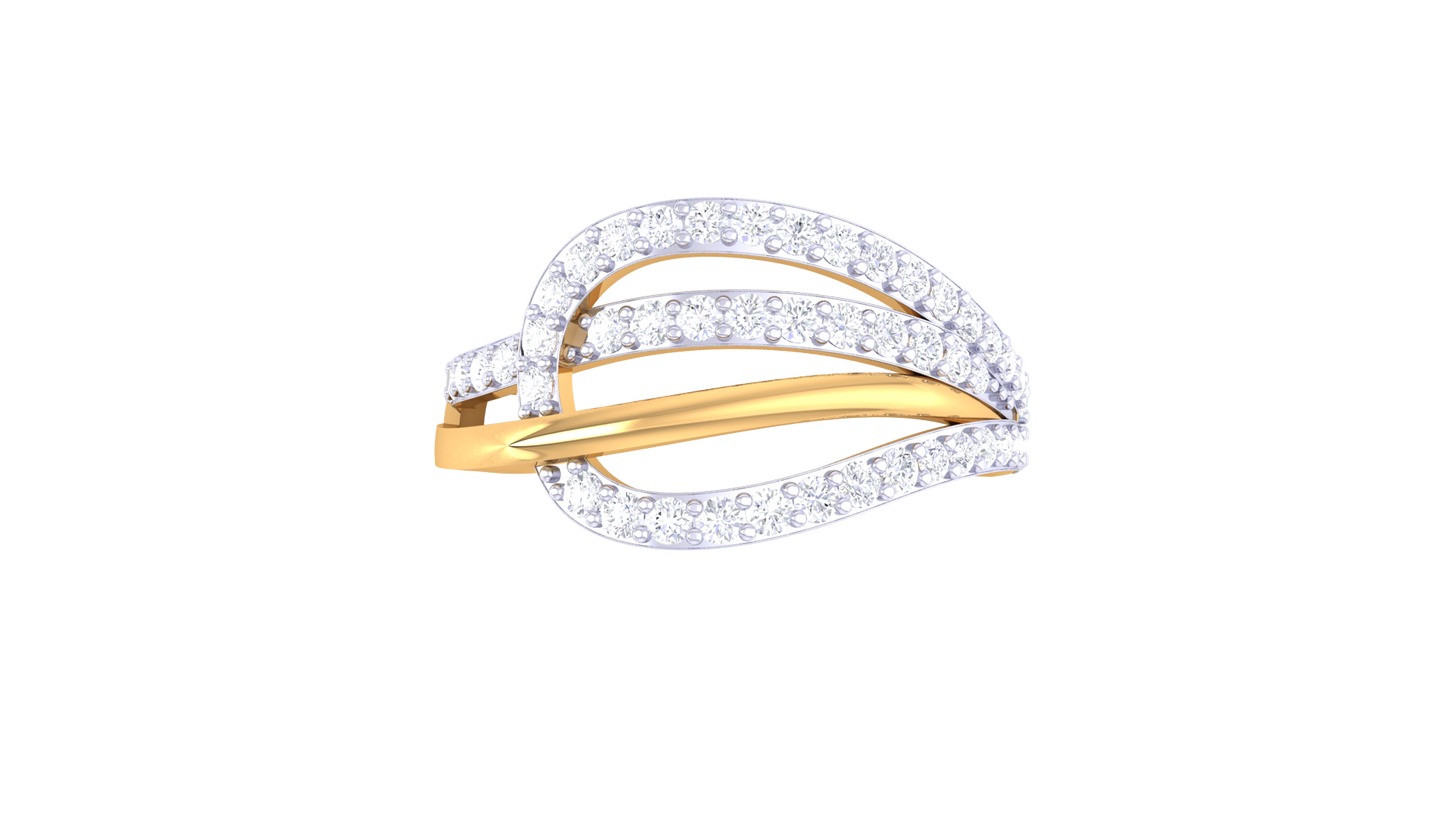 Lumiere Contemporary Sparkle in Triple Harmony Rose Gold Intertwined Band Ring - 0.45 Ct Brilliant Cut Diamonds