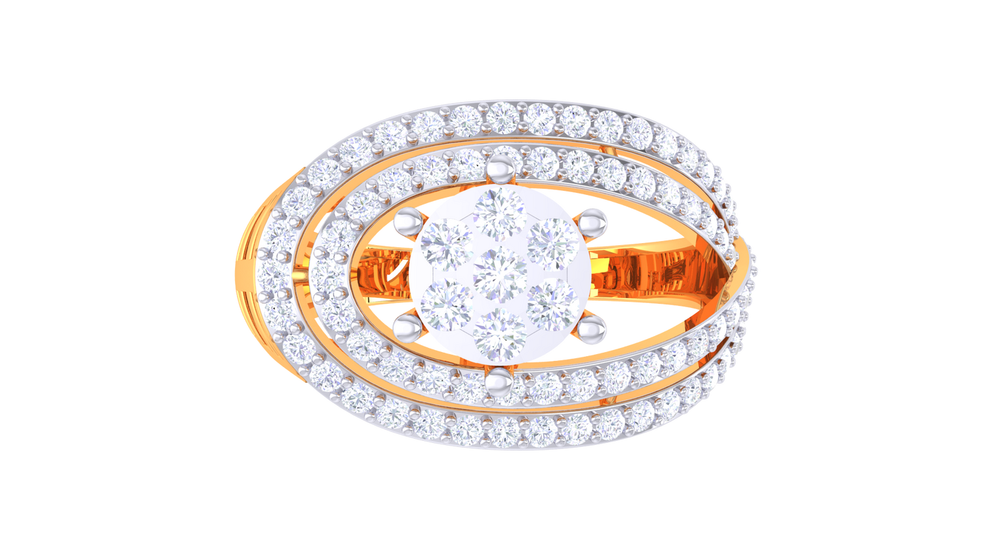 Lumière Halo Écliptique Rose Gold Ring– 0.61 Ct Round Diamonds