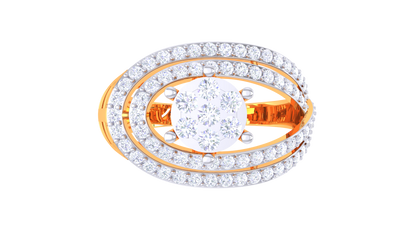 Lumière Halo Écliptique Rose Gold Ring– 0.61 Ct Round Diamonds