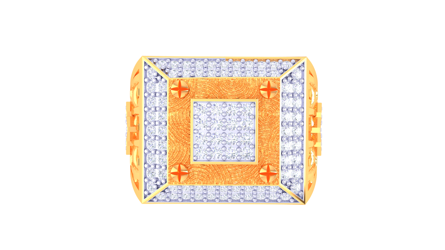 Éclat Square Motif Rose Gold Ring – 0.88 Ct Round Pave Diamonds