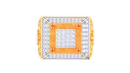 Éclat Square Motif Rose Gold Ring – 0.88 Ct Round Pave Diamonds