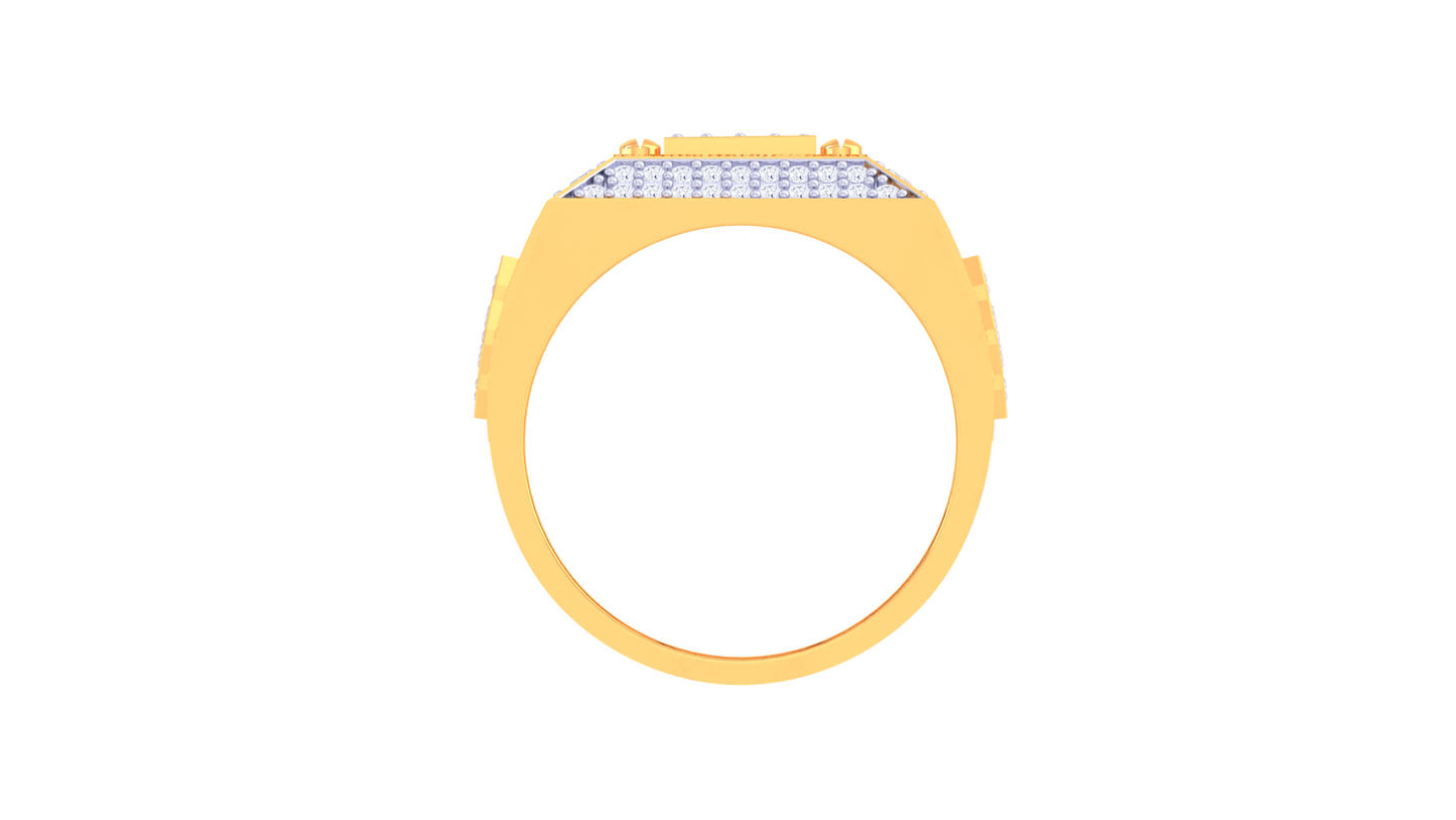 Éclat Square Motif Rose Gold Ring – 0.88 Ct Round Pave Diamonds