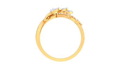 Lumiere Encrusted Leaf Ring In Lustrous Gold - 0.38 Ct Brilliant Cut Diamonds