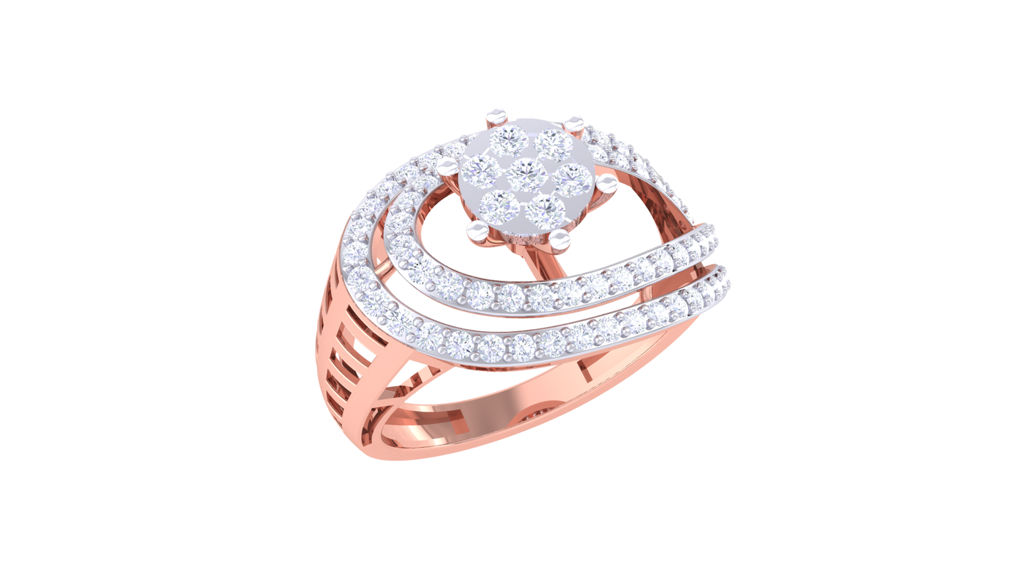 Lumière Halo Écliptique Rose Gold Ring– 0.61 Ct Round Diamonds