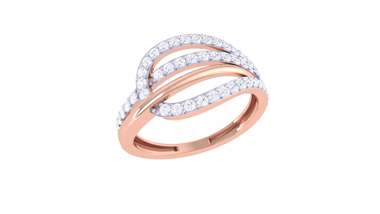 Lumiere Contemporary Sparkle in Triple Harmony Rose Gold Intertwined Band Ring - 0.45 Ct Brilliant Cut Diamonds