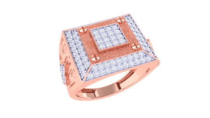 Éclat Square Motif Rose Gold Ring – 0.88 Ct Round Pave Diamonds