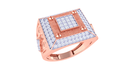 Éclat Square Motif Rose Gold Ring – 0.88 Ct Round Pave Diamonds